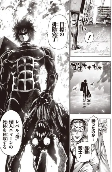 ワンパンマン　駆動騎士　にゃーんに勝利　となりのヤングジャンプ　161話